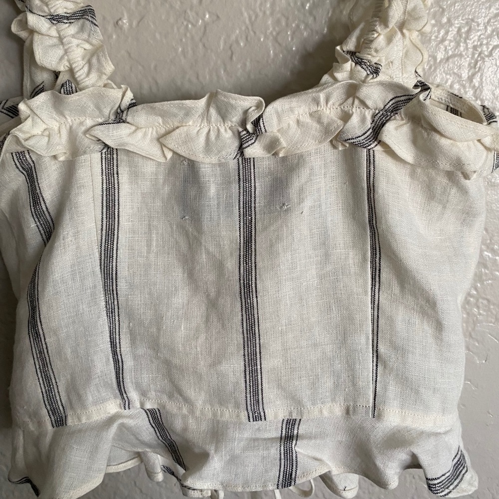 REFORMATION | 100% Linen Striped Crop Top - Picture 5 of 8